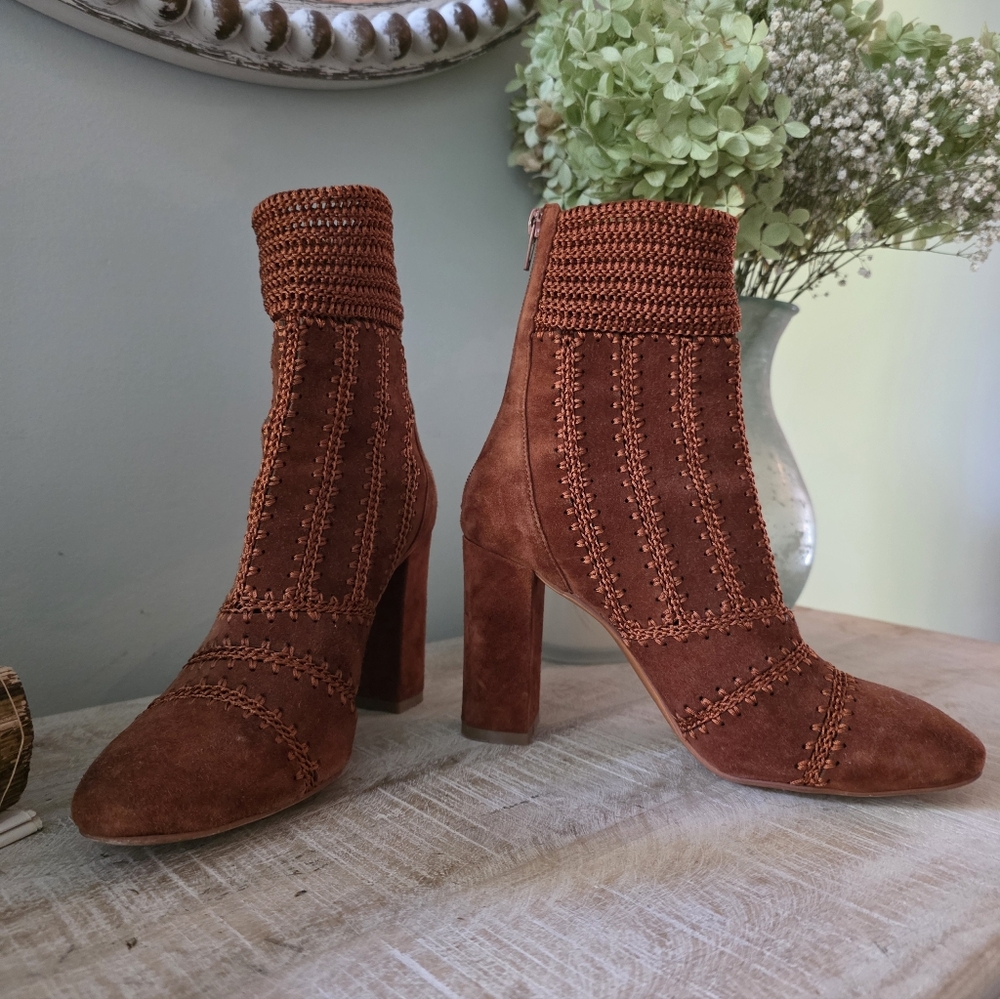 Anthropologie Silent D Brown Suede Ankle Boots